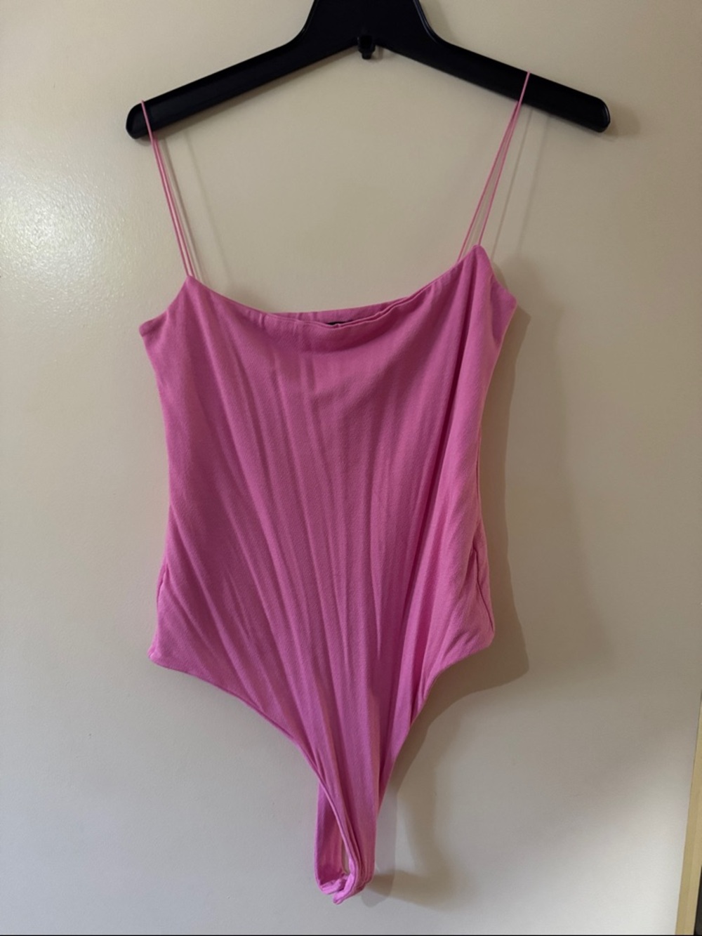 naked wardrobe Pink Ribbed Spaghetti-Strap Bodysuit